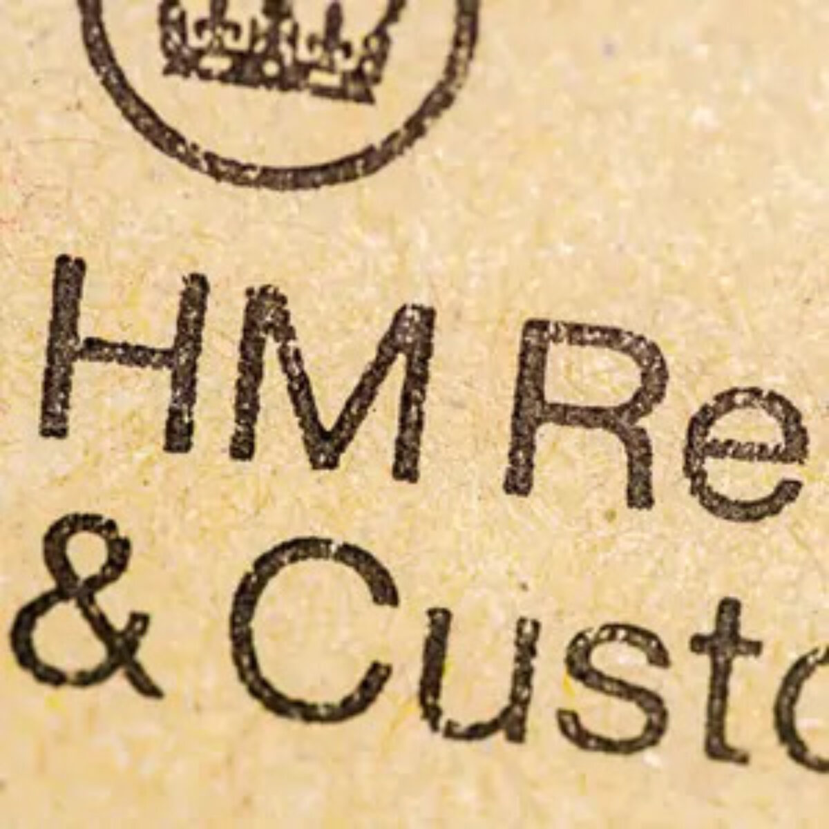 Close-up of an envelope displaying part of the printed 'HM Revenue & Customs'