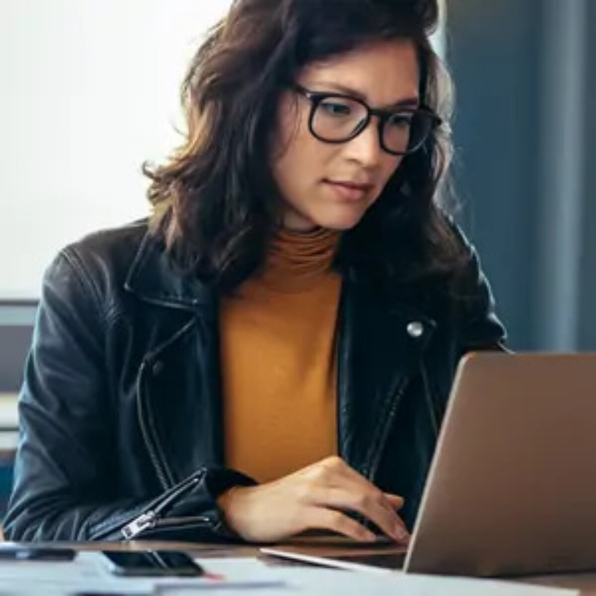 Woman working on laptop