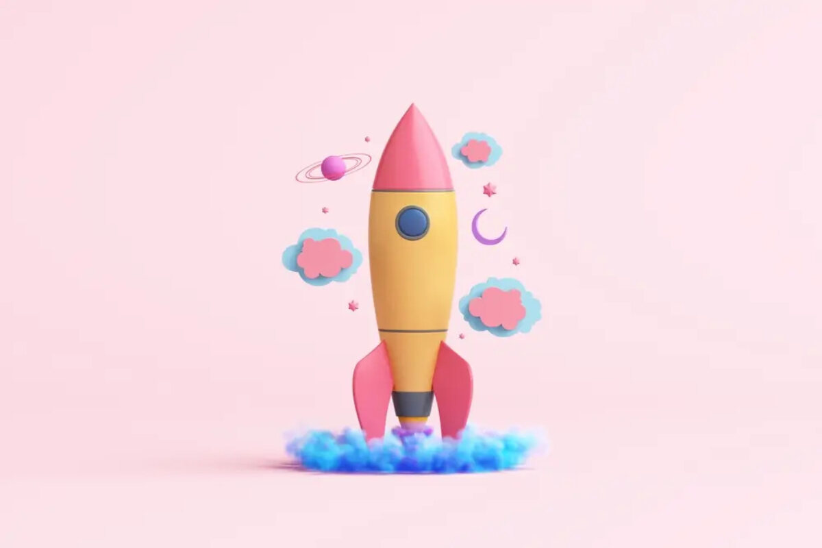 Cartoon of rocket launching