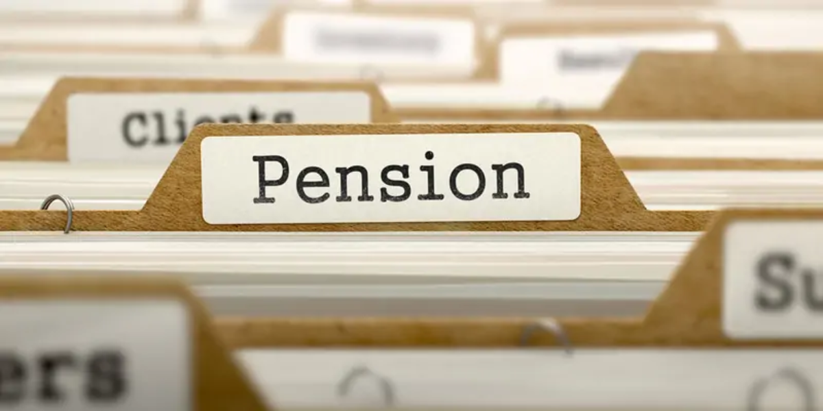 File folders with a tab labelled 'Pension'