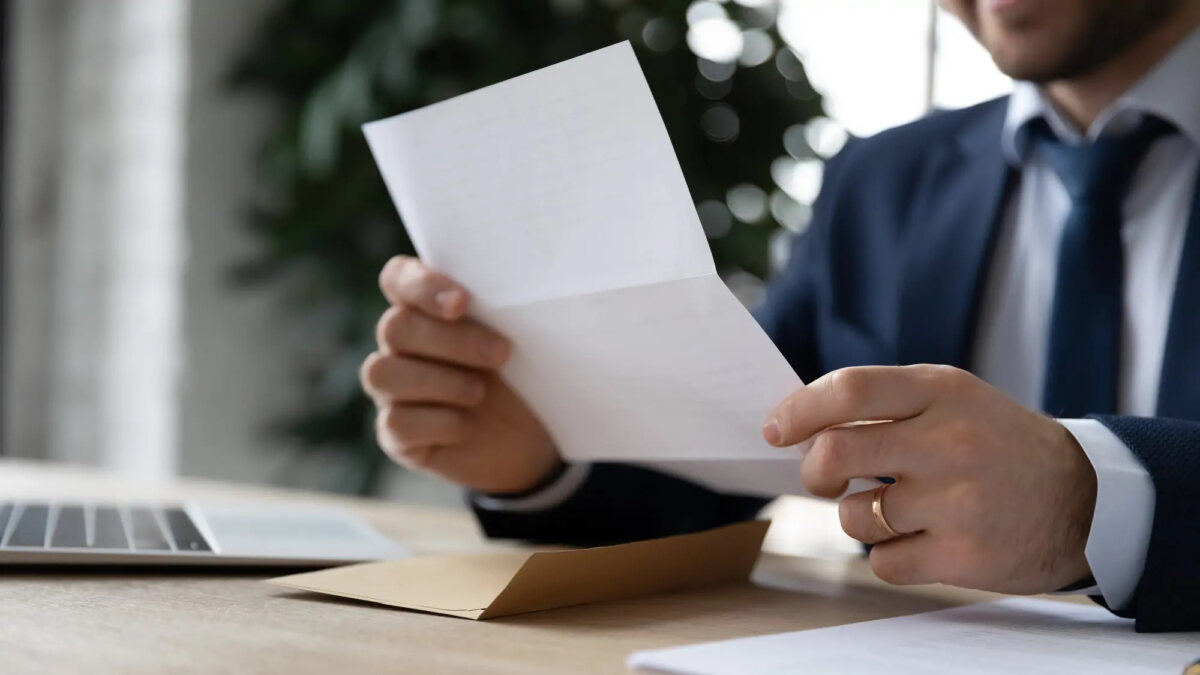 Businessman reading a letter
