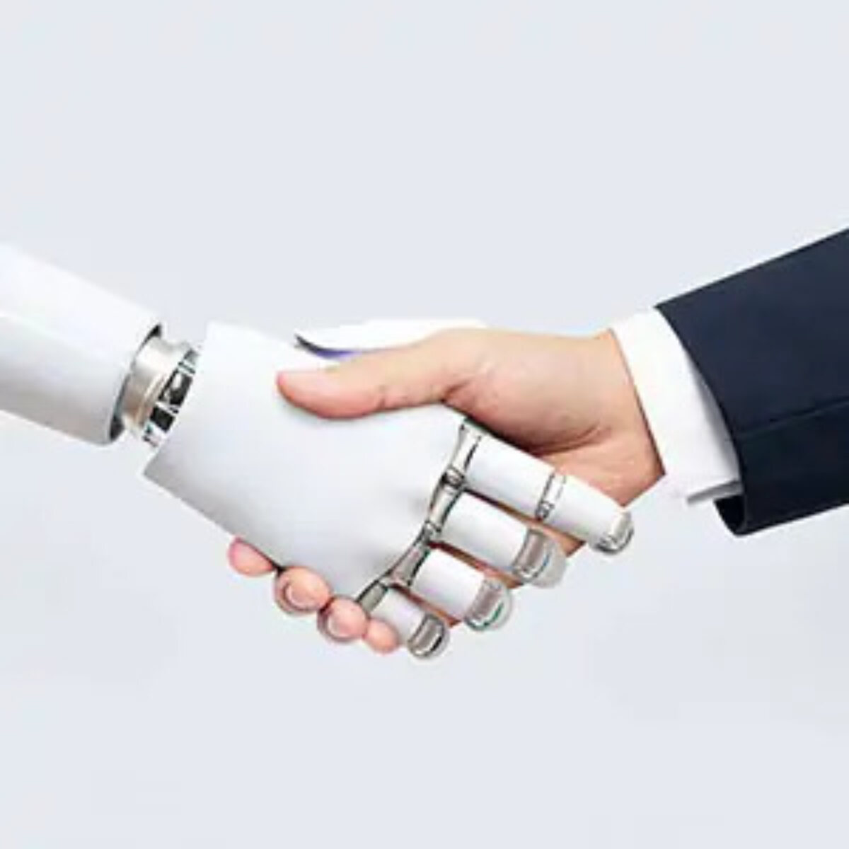 Human hand shaking robot hand