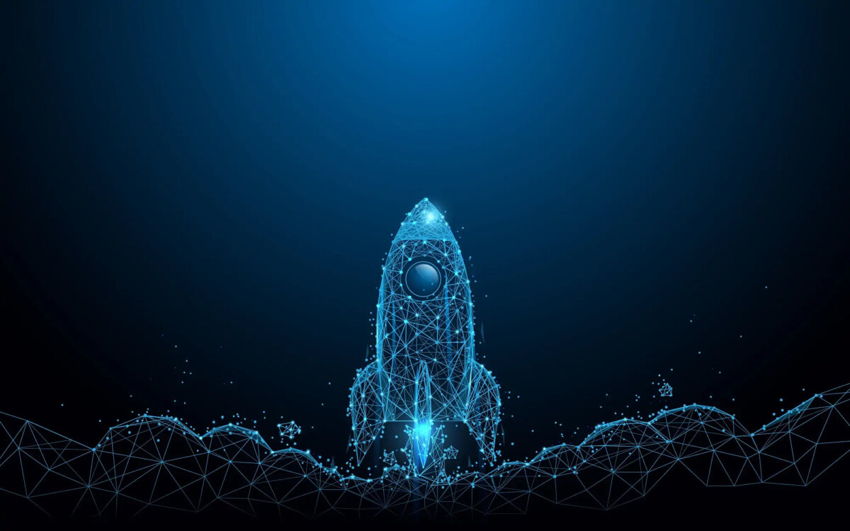 Rocket made of network lines launching