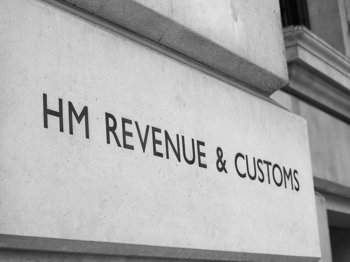 Brick of a building with 'HM REVENUE & CUSTOMS' engraved on it