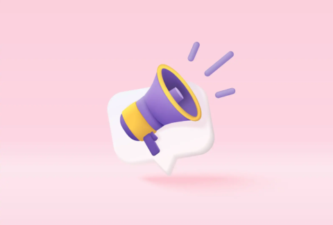 Cartoon of megaphone in front of speech bubble