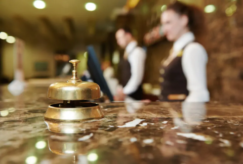 Bell on hotel reception desk