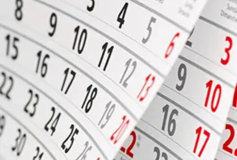Close-up of calendar pages