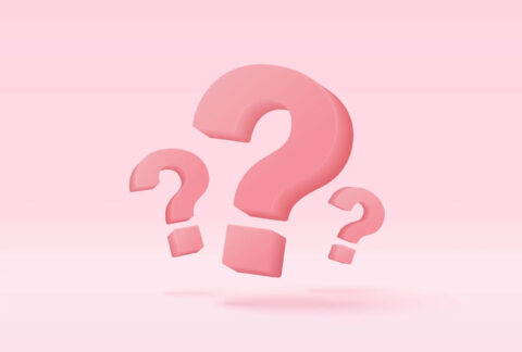 Cartoon of three pink 3D question marks