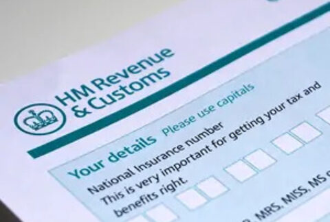 Top of HMRC form with box to fill in National Insurance number