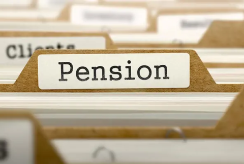 File folders with a tab labelled 'Pension'