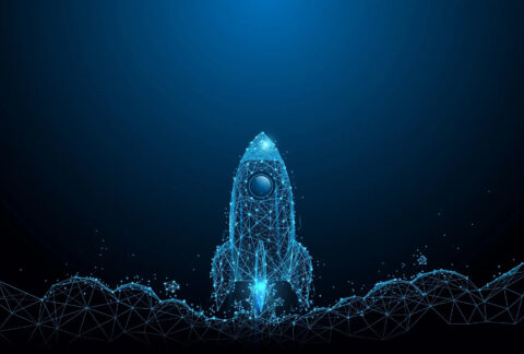 Rocket made of network lines launching