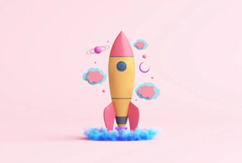 Cartoon of rocket launching